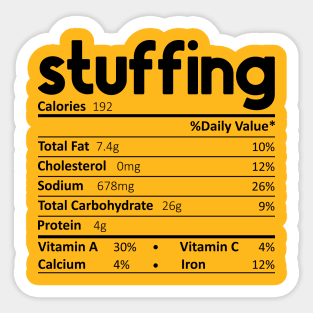 Funny Thanksgiving Stuffing Food Nutrition Facts Anti Vegan Sticker